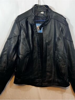 Element Men's Black Leather Motorcycle Bomber Jacket